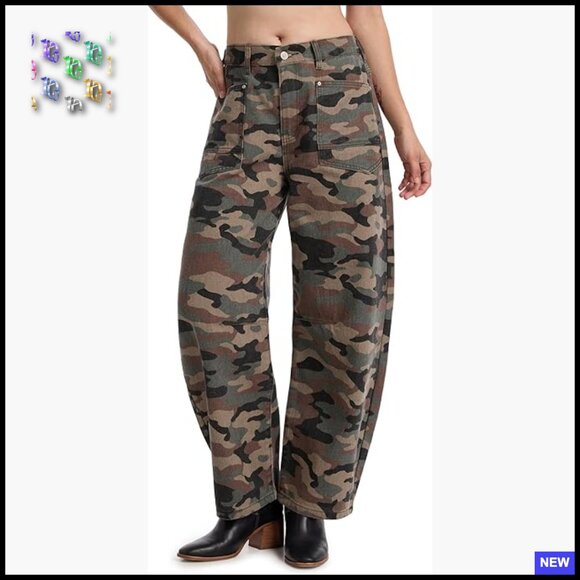 Denim - Barrel Jeans Mid Rise Wide Leg Ankle Denim Pants Y2K Baggy Boyfriend Style